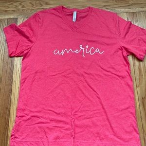 NWOT Woman’s “America” V-neck T-shirt